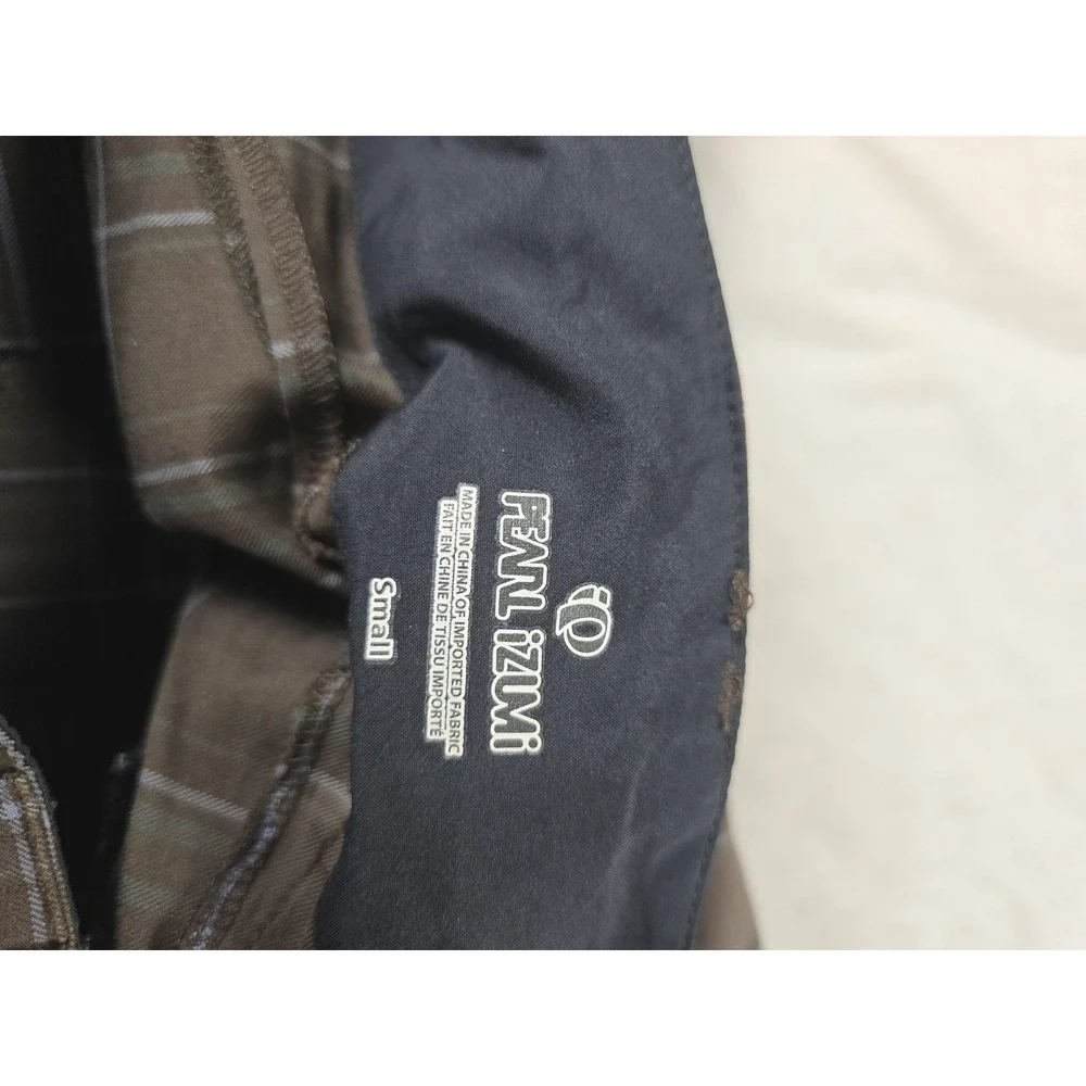 Pearl Izumi Shorts Mens Small Brown Plaid Cycling Biker Relaxed Fit Pockets